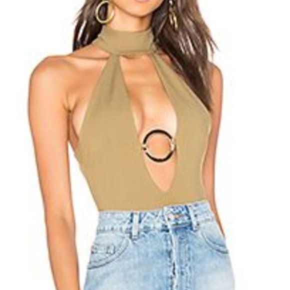 NBD Tops - NBD X Revolve Melody Bodysuit ring detail green